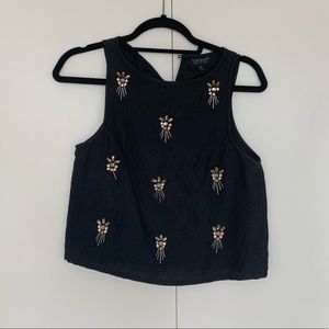 Topshop Satin Jeweled Top